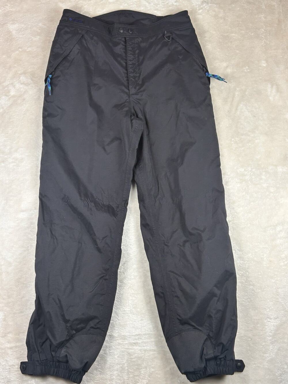 VTG Columbia Sportswear Snow Ski Pants Black Waterproof Nylon Men's Medium